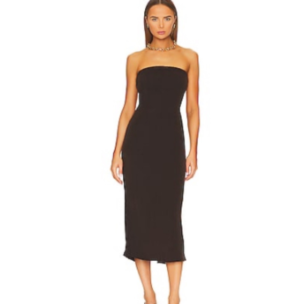 Espresso Strapless Tie Back Midi Dress